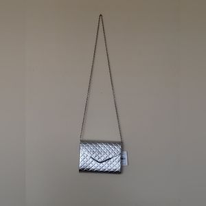 Small Silver Quilted Envelope Crossbody/Clutch by Claire's